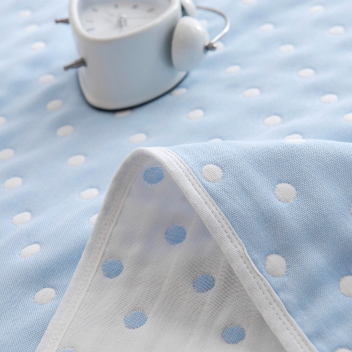 91家纺网 家纺一手货源 找家纺 朴尔2024经典六层纱布全棉毛巾被系列-朴尔经典款常年备货 小波点-兰