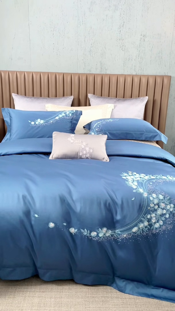 91家纺网 家纺一手货源 找家纺 爱情故事 100支春夏新品四件套 夏朵-蓝