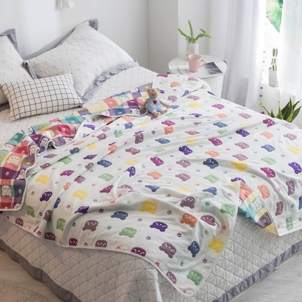 朴尔2024经典六层纱布全棉毛巾被系列-朴尔经典款常年备货 熊头