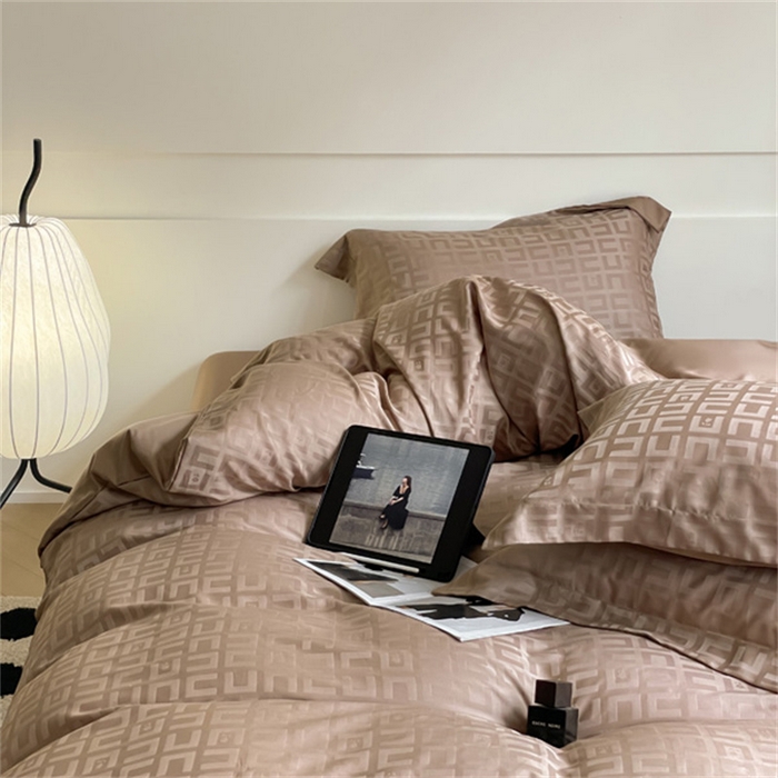 91家纺网 家纺一手货源 找家纺 涵宸 2024新款全棉大提花系列四件套 克里尼-咖