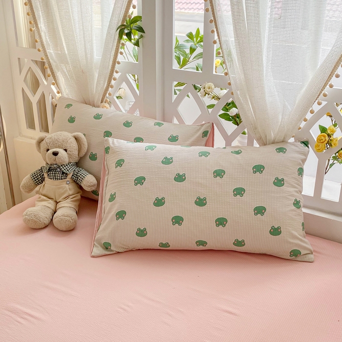 91家纺网 家纺一手货源 找家纺 牛牛家纺 牛牛  2024新款泡泡棉小清新四件套(1) 小青蛙