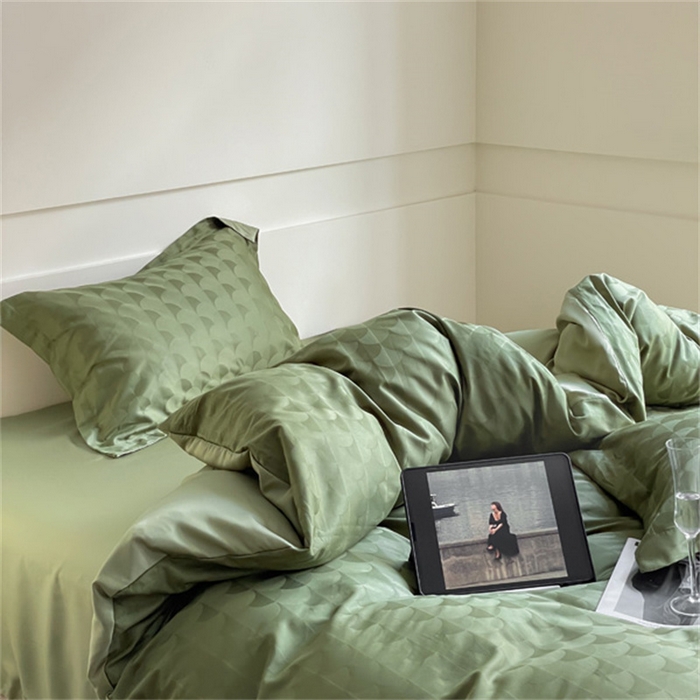 91家纺网 家纺一手货源 找家纺 涵宸 2024新款全棉大提花系列四件套 迷幻格调-绿