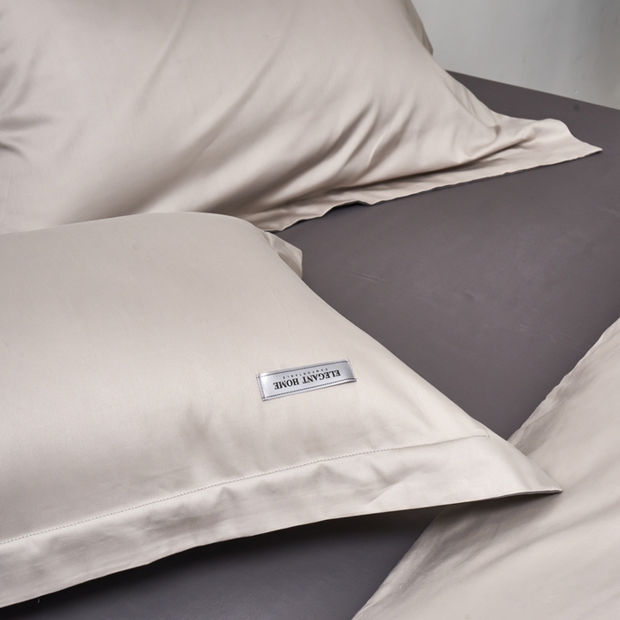 91家纺网 家纺一手货源 找家纺 秀色家纺 2025新款60支贡缎新疆长绒棉全棉纯棉三件套轻奢床品床单床笠被套床上四件套 都市-烟墨灰雅士灰