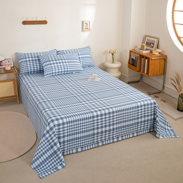 91家纺网 家纺一手货源 找家纺 九沐良品 新款全棉无印老粗布单品床单+三件套 柏林（兰）