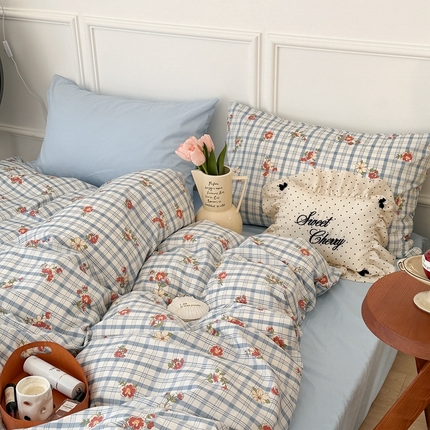 昔可家纺 2024新款韩式混搭系列四件套 中古矢车菊