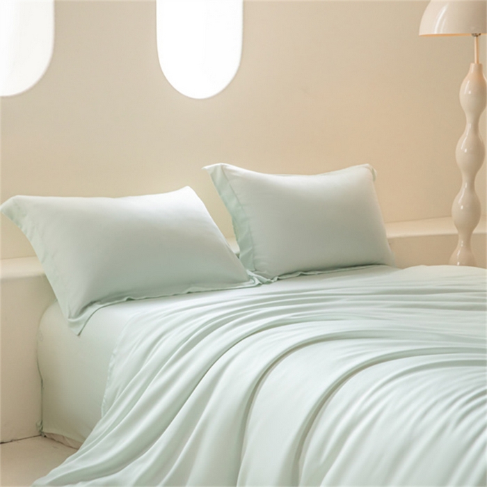 91家纺网 家纺一手货源 找家纺 涵宸 2024新款兰精天丝棉纯色四件套 四件套-空绿