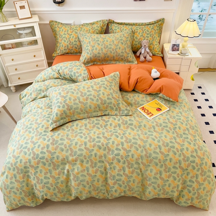 91家纺网 家纺一手货源 找家纺 宝士康家纺 2024新款水洗棉麻双层纱四件套系列  知秋