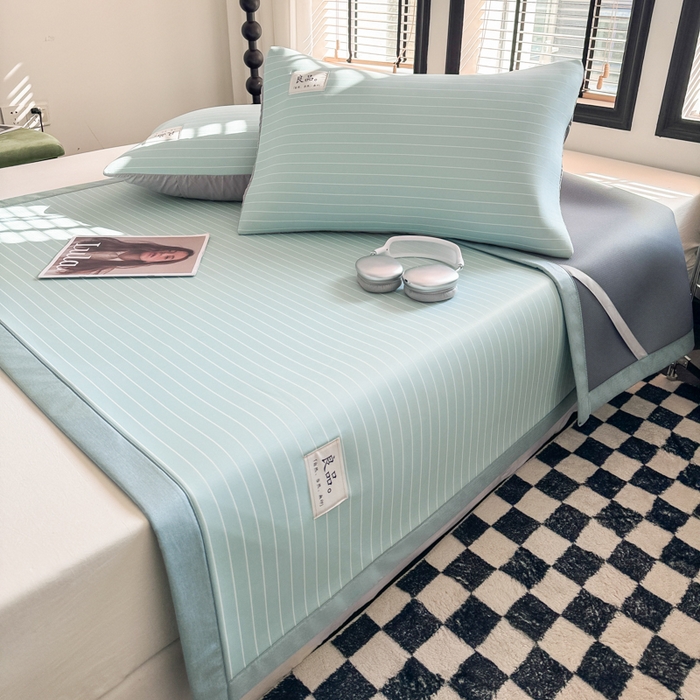 91家纺网 家纺一手货源 找家纺 慕尚家纺 2025新款无印良品冰丝软席 密条-水蓝