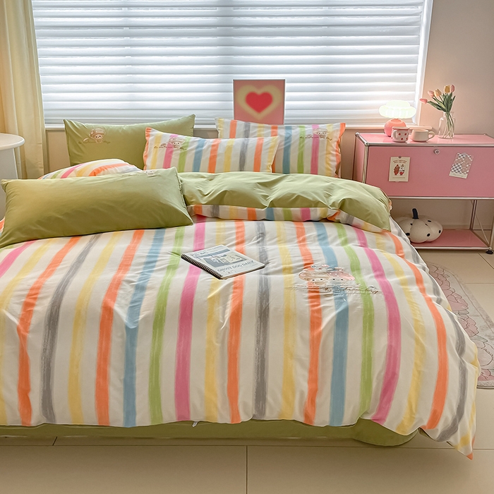 91家纺网 家纺一手货源 找家纺 2024蜜柚新品直播电商全棉13372ins博主风刺绣四件套 甜蜜蘑菇