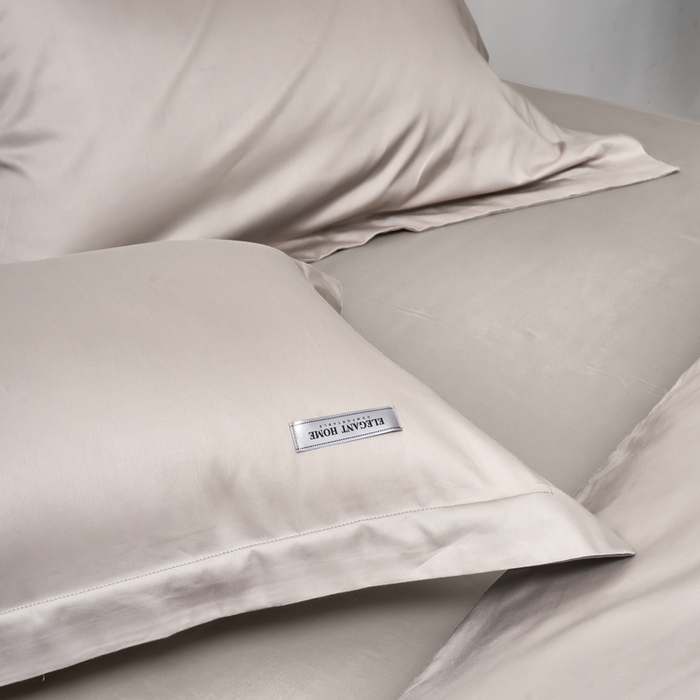 91家纺网 家纺一手货源 找家纺 秀色家纺 2025新款60支贡缎新疆长绒棉全棉纯棉三件套轻奢床品床单床笠被套床上四件套 都市-烟墨灰