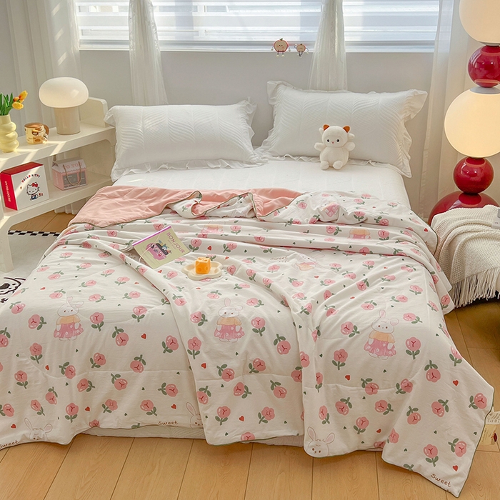 91家纺网 家纺一手货源 找家纺 （总）梦尚舒 2024新款水洗邹邹纱印花夏被