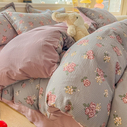 91家纺网 家纺一手货源 找家纺 （总）壹号库家纺 2024新款A类提花有氧泡泡绵四件套现货