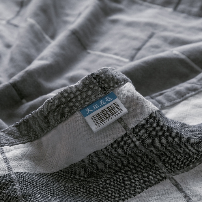 91家纺网 家纺一手货源 找家纺 朴尔家纺-毛巾被 2024新款三层水洗棉全棉纱布毛巾被 简约线条-灰