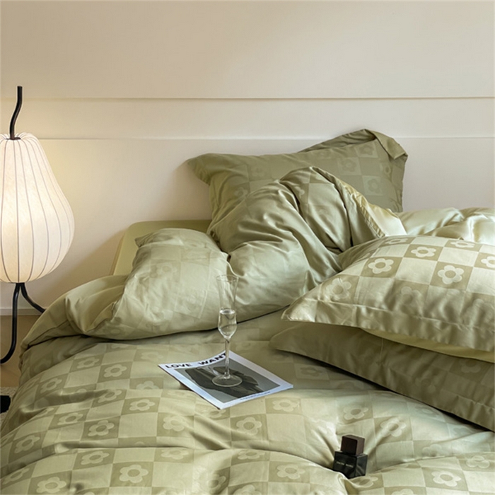 91家纺网 家纺一手货源 找家纺 涵宸 2024新款全棉大提花系列四件套 欧若拉-绿