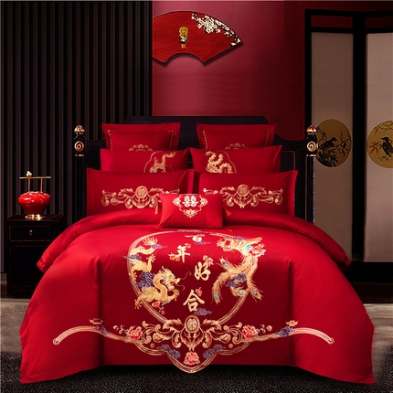 91家纺网 家纺一手货源 找家纺 （总）慕她家纺 2025新款慕她婚庆四件套全棉纯棉结婚刺绣花多件套六八十床品 大花全棉婚庆系列