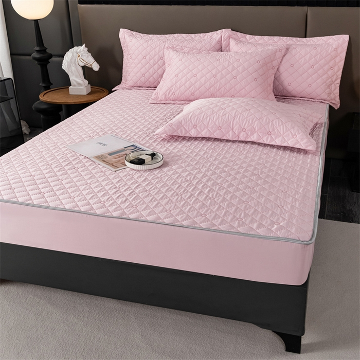 91家纺网 家纺一手货源 找家纺 OL家纺 2024新款单品天丝纯色床笠 粉色