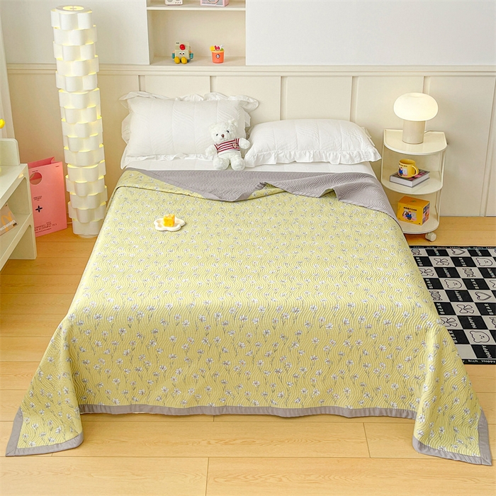 91家纺网 家纺一手货源 找家纺 OL家纺 2024新款单品天丝双面直角床盖 沉香-姜黄