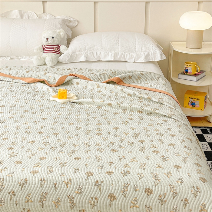 91家纺网 家纺一手货源 找家纺 OL家纺 2024新款单品天丝双面直角床盖 南汐-浅蓝