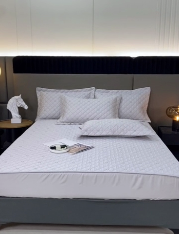 91家纺网 家纺一手货源 找家纺 OL家纺 2024新款单品天丝纯色床笠 浅灰