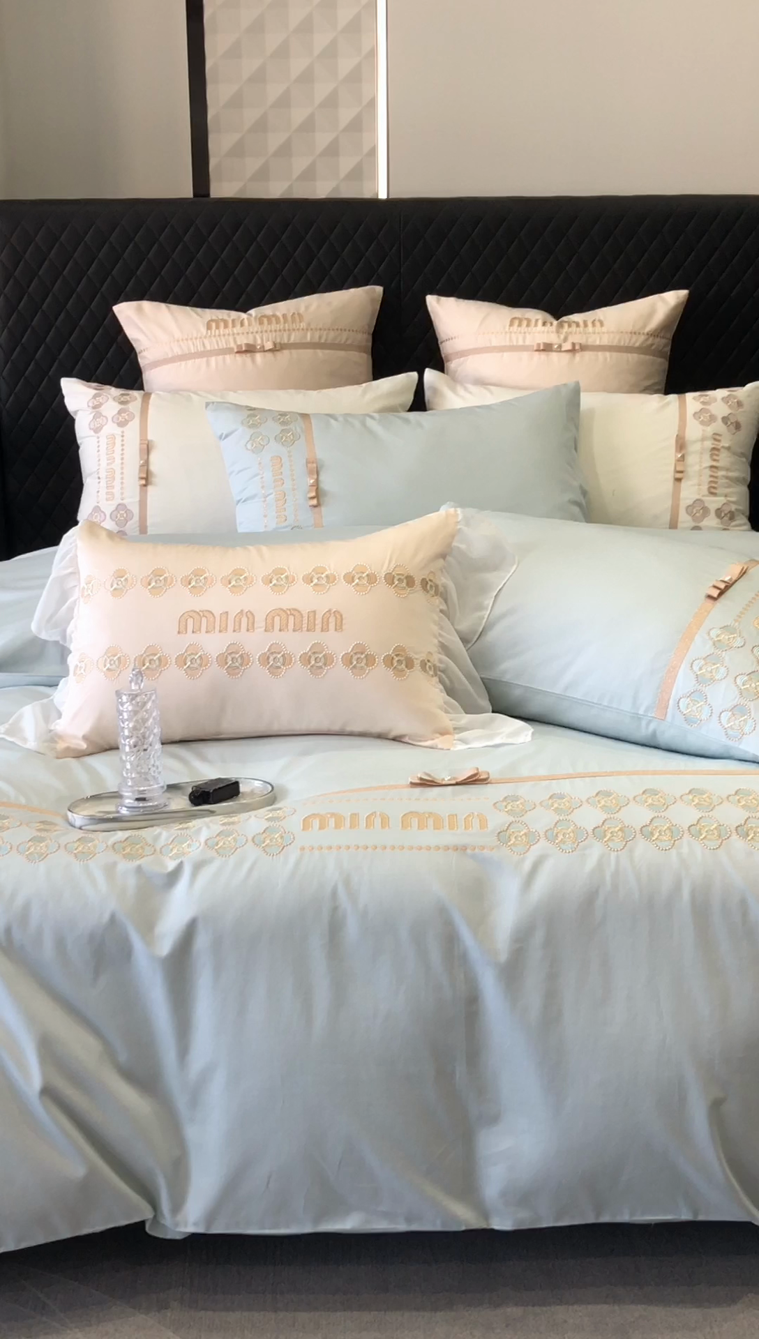 91家纺网 家纺一手货源 找家纺 2024款春夏优雅刺绣—梵雅 梵雅蓝