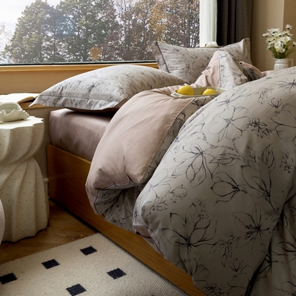 91家纺网 家纺一手货源 找家纺 由丽 2025新款2月全工艺柔棉全棉印花三件套四件套有床笠款 栀柔-咖