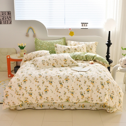 91家纺网 家纺一手货源 找家纺 （总）登登 2024新款直播爆款清新风纯棉全棉三四件套