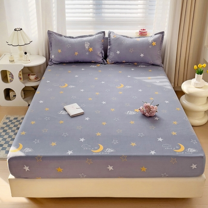 好亿来家纺 2025新款亲肤磨毛单层床笠 晚安心语-灰