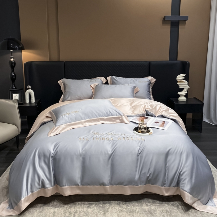 91家纺网 家纺一手货源 找家纺 （总）优悦生活馆 2024新款永恒款冰丝刺绣四件套-风格二