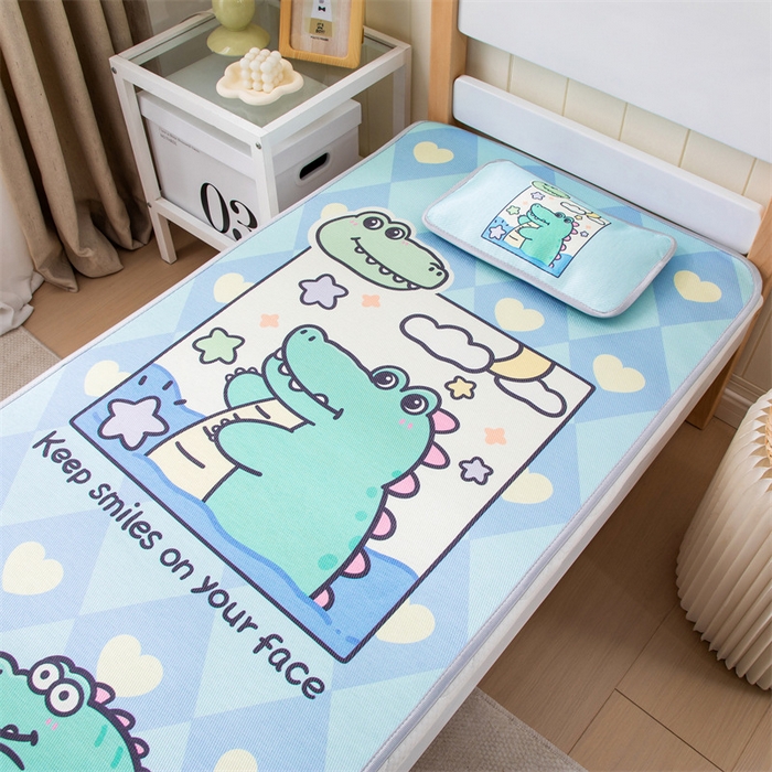 91家纺网 家纺一手货源 找家纺 欣品希家纺 2024新款A类冰丝印花儿童凉席三件套 小鳄鱼