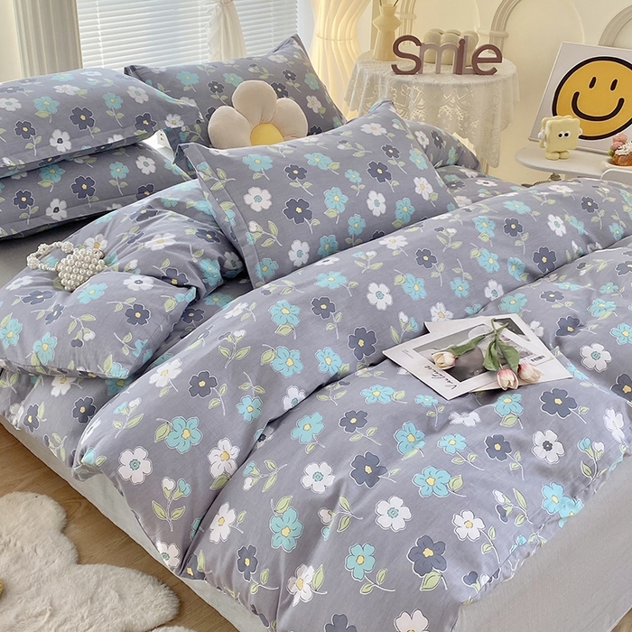 91家纺网 家纺一手货源 找家纺 珂博家纺 2024新款轻柔感全棉印花纯棉四件套 蓝色庄园