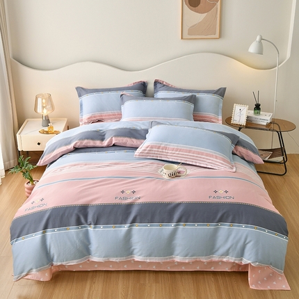 珂博家纺 2024新款轻柔感全棉印花单全棉被套 午后奶茶