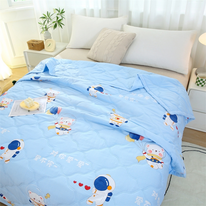 91家纺网 家纺一手货源 找家纺 爱派 2024直播爆款印花水洗棉夏被夏凉被空调被被子被芯 宇航熊