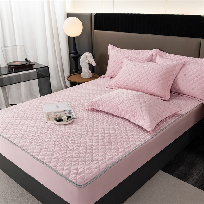 91家纺网 家纺一手货源 找家纺 OL家纺 2024新款单品天丝纯色床笠 粉色