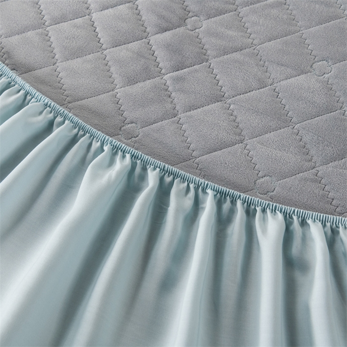 91家纺网 家纺一手货源 找家纺 OL家纺 2024新款单品天丝纯色床笠 浅蓝