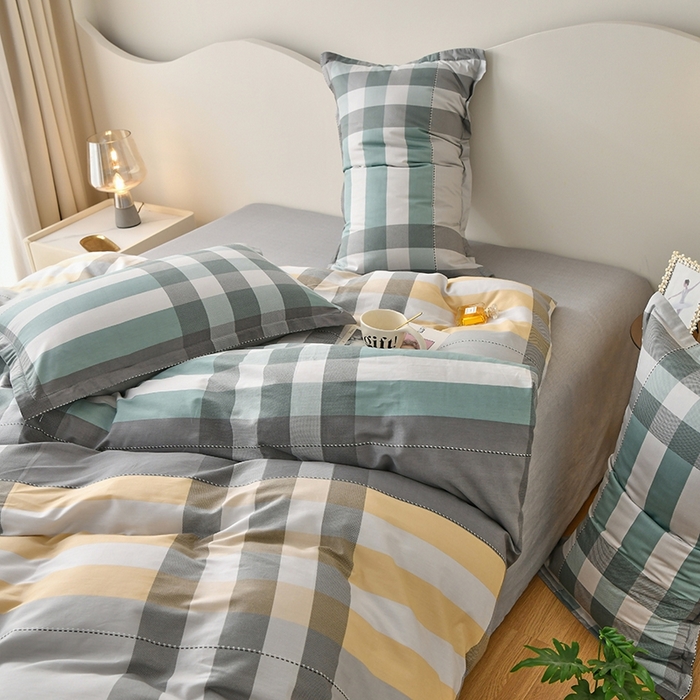 91家纺网 家纺一手货源 找家纺 珂博家纺 2024新款轻柔感全棉印花单全棉被套 花岗岩绿