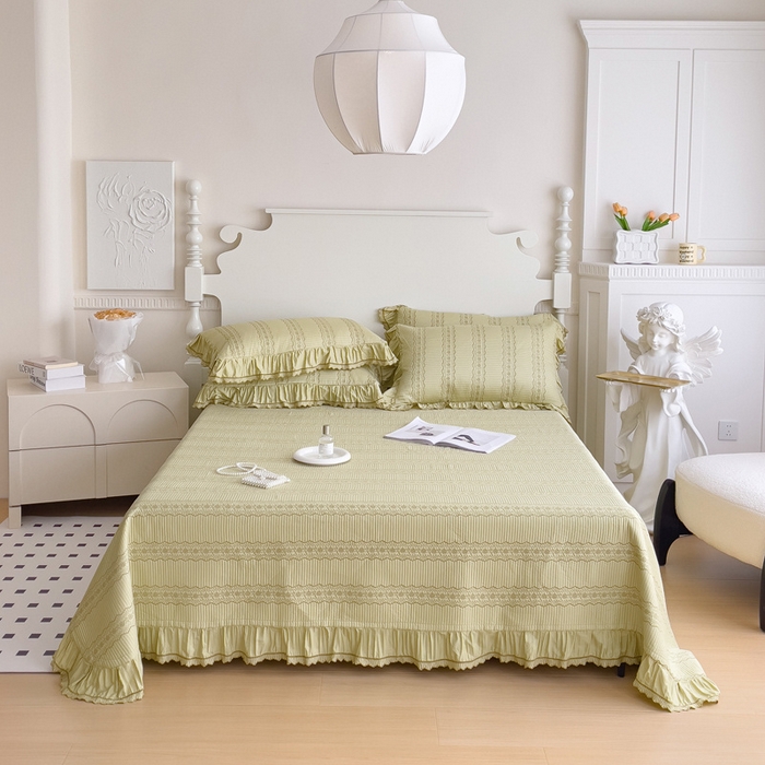 91家纺网 家纺一手货源 找家纺 OL家纺2024新款丝韵双面天丝床盖三件套 丝韵-嫩芽黄