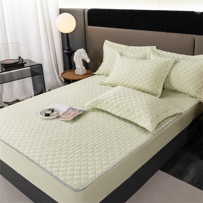 91家纺网 家纺一手货源 找家纺 OL家纺 2024新款单品天丝纯色床笠 浅绿