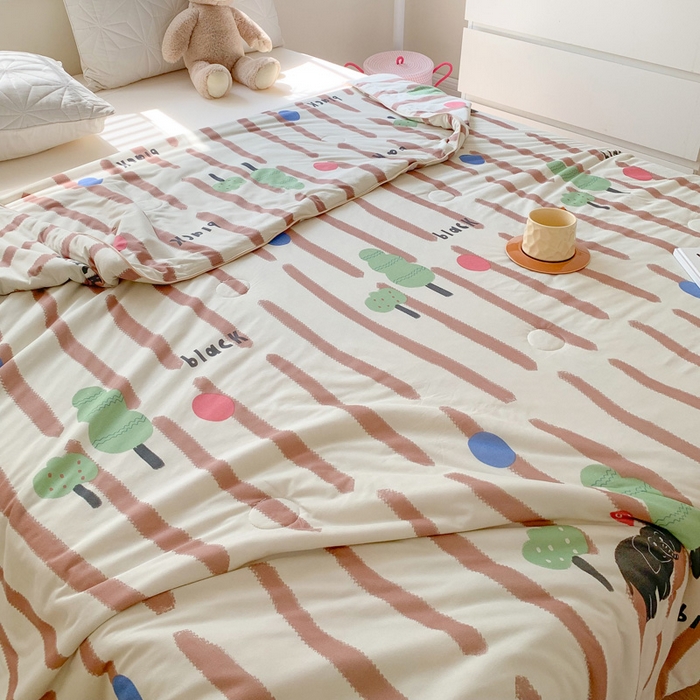 91家纺网 家纺一手货源 找家纺 澳萝拉 2024新款A类针织印花夏被 大象森林