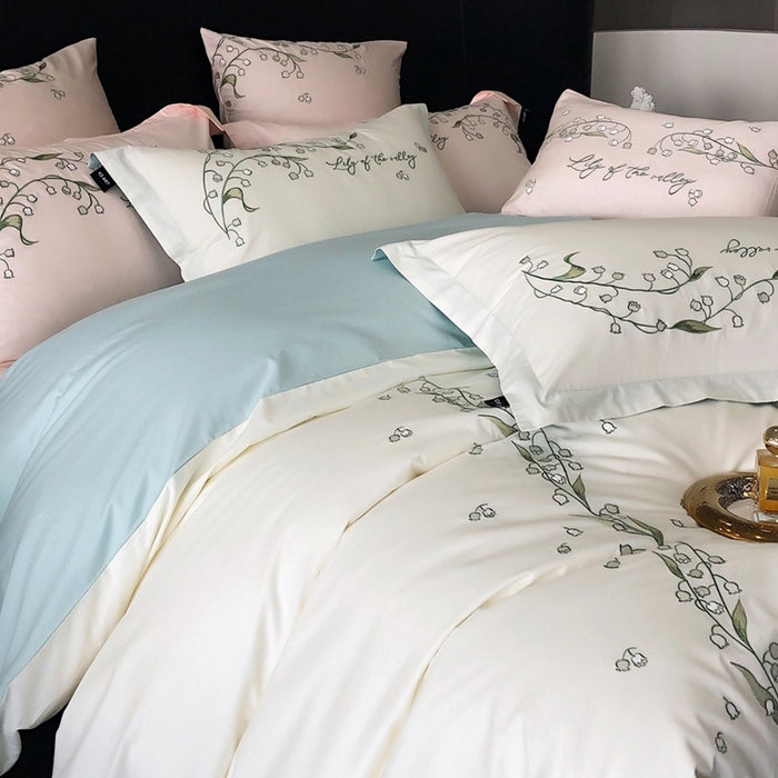 91家纺网 家纺一手货源 找家纺 卡姿 2024春夏优雅刺绣—微风铃兰 微风铃兰白