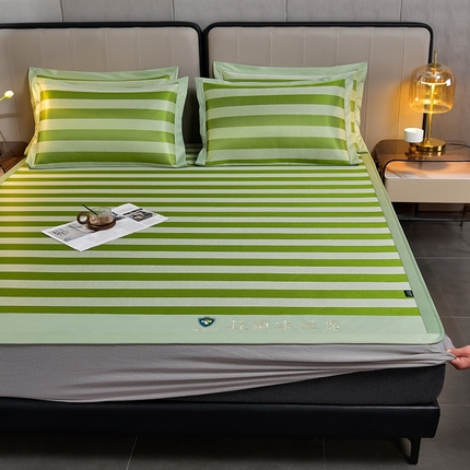 91家纺网 家纺一手货源 找家纺 （总）简一 2024新款A类经典条纹抗菌冰丝席-床笠款