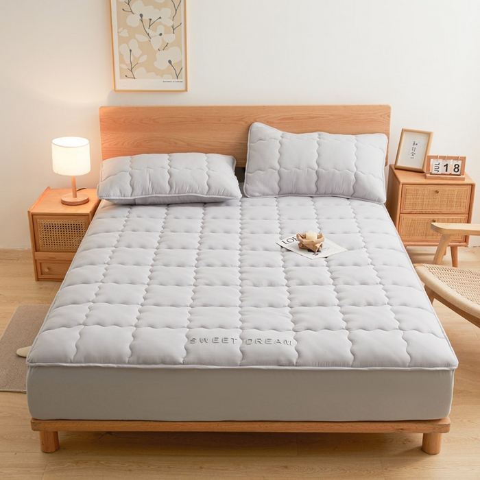 91家纺网 家纺一手货源 找家纺 喜居 2024新款A类水洗棉TPU防水床笠 美梦-雅灰 防水款