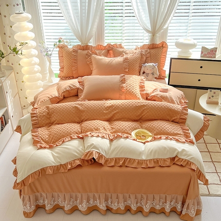 91家纺网 家纺一手货源 找家纺 （总）芭比蔓家纺 2024新款亲肤磨毛花边四件套---至爱