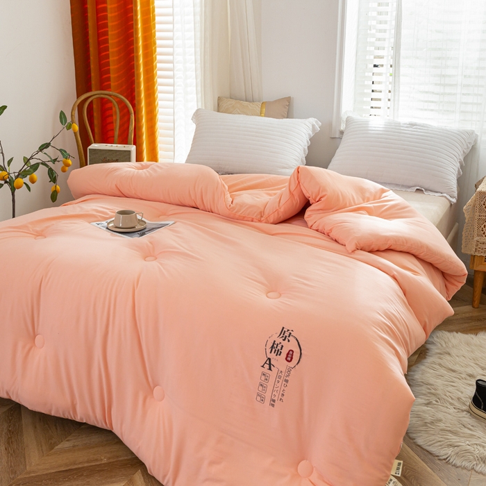 91家纺网 家纺一手货源 找家纺 居易简  2025新款供直播水洗棉大豆纤维春秋被夏被子被芯 粉色