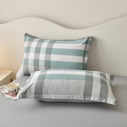 珂博家纺 2024新款轻柔感全棉印花单品四件套系列-单枕套 花岗岩绿