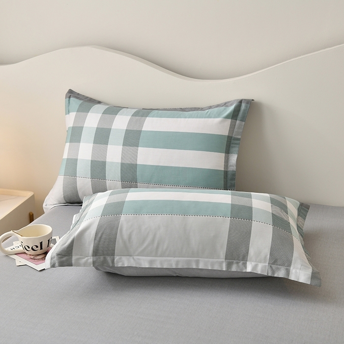 91家纺网 家纺一手货源 找家纺 珂博家纺 2024新款轻柔感全棉印花单品四件套系列-单枕套 花岗岩绿