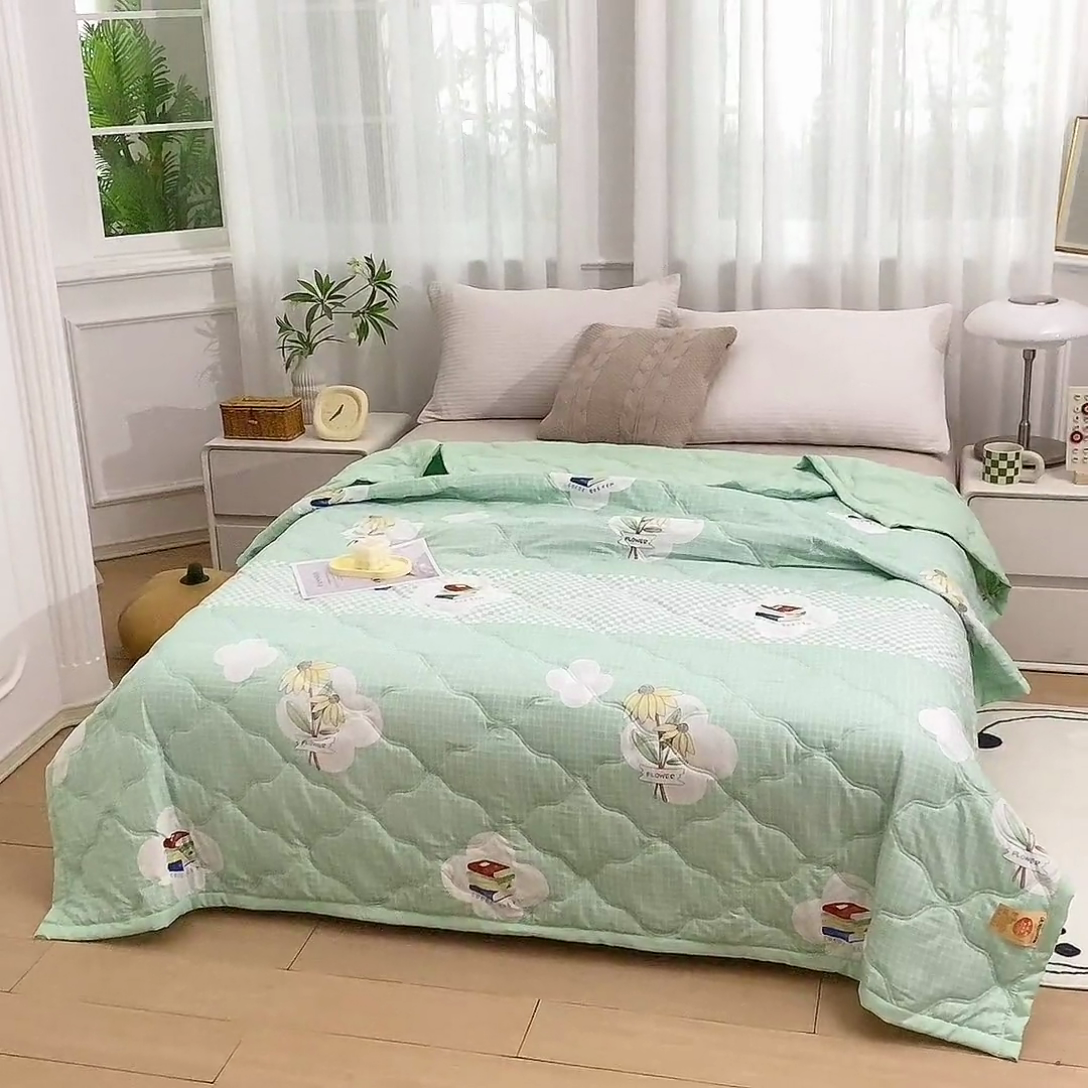 91家纺网 家纺一手货源 找家纺 爱派 2024直播爆款印花水洗棉夏被夏凉被空调被被子被芯 清凉夏日