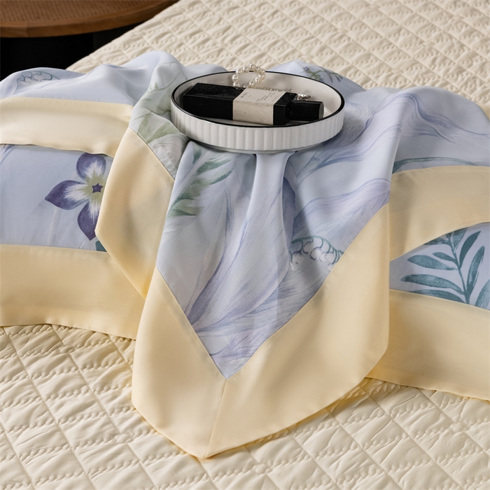 91家纺网 家纺一手货源 找家纺 OL家纺 2024新款天丝四件套 曼枝-蓝