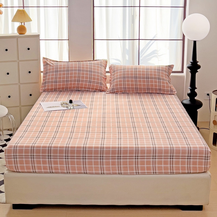 91家纺网 家纺一手货源 找家纺 好亿来家纺 2025新款亲肤磨毛单层床笠 暖阳-粉