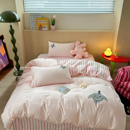 91家纺网 家纺一手货源 找家纺 （总）柚子YOUTH 2024新款40支全棉水洗棉印+绣跑量款四件套