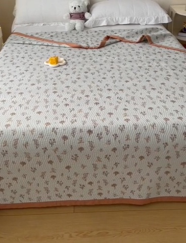 91家纺网 家纺一手货源 找家纺 OL家纺 2024新款单品天丝双面直角床盖 南汐-浅蓝